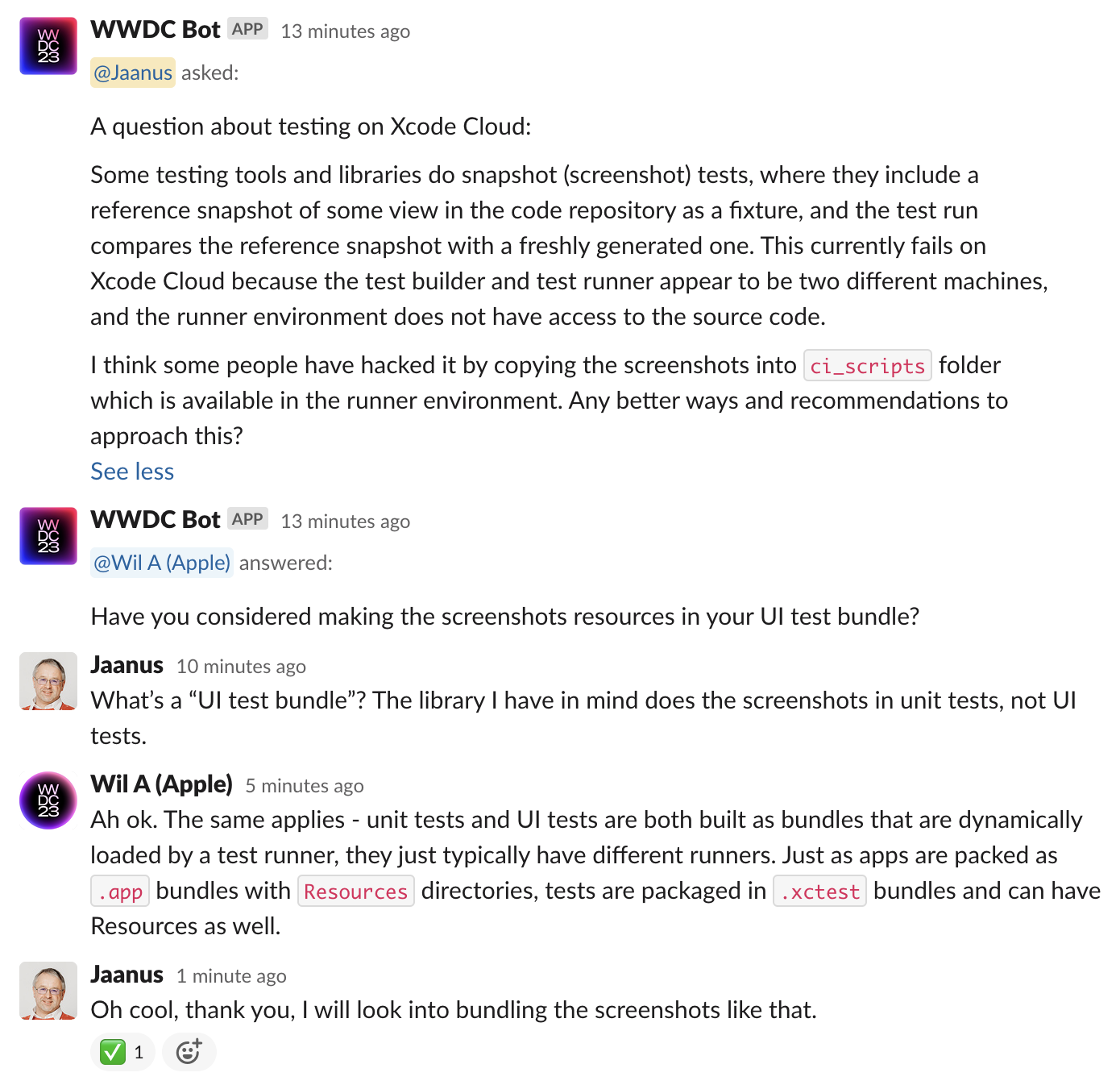 Ask Apple suggestion about bundling the screenshots